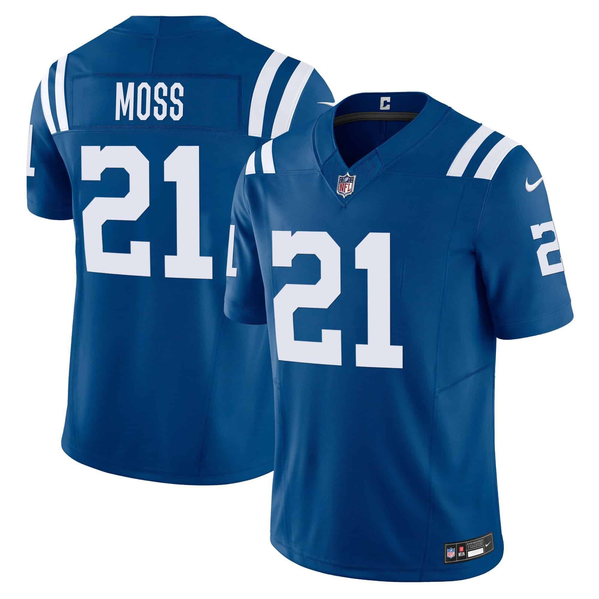 Men Indianapolis Colts #21 Moss Blue 2024 Nike Vapor Limited NFL Jersey style 1